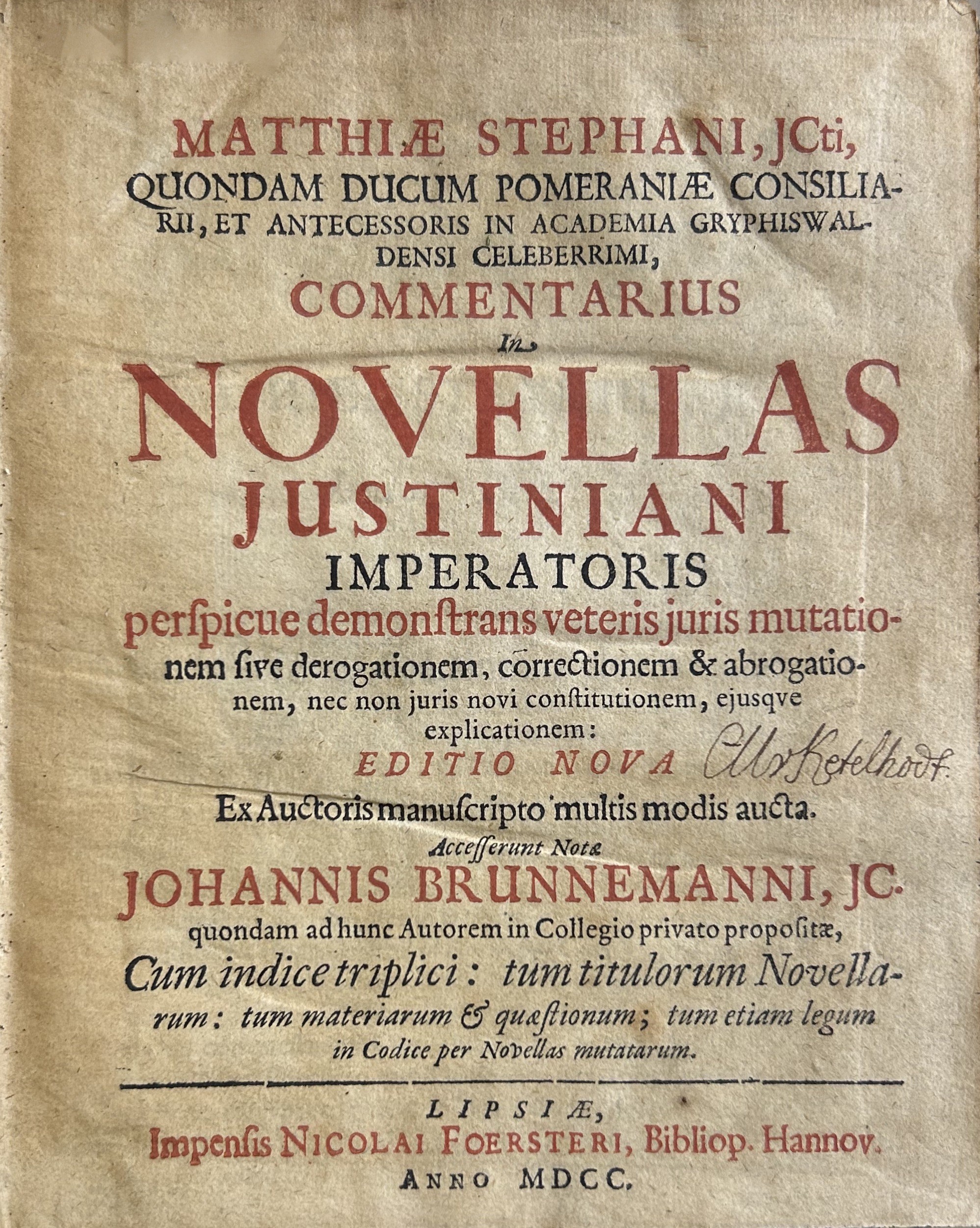 Commentarius in Novellas Justiniani Imperatoris