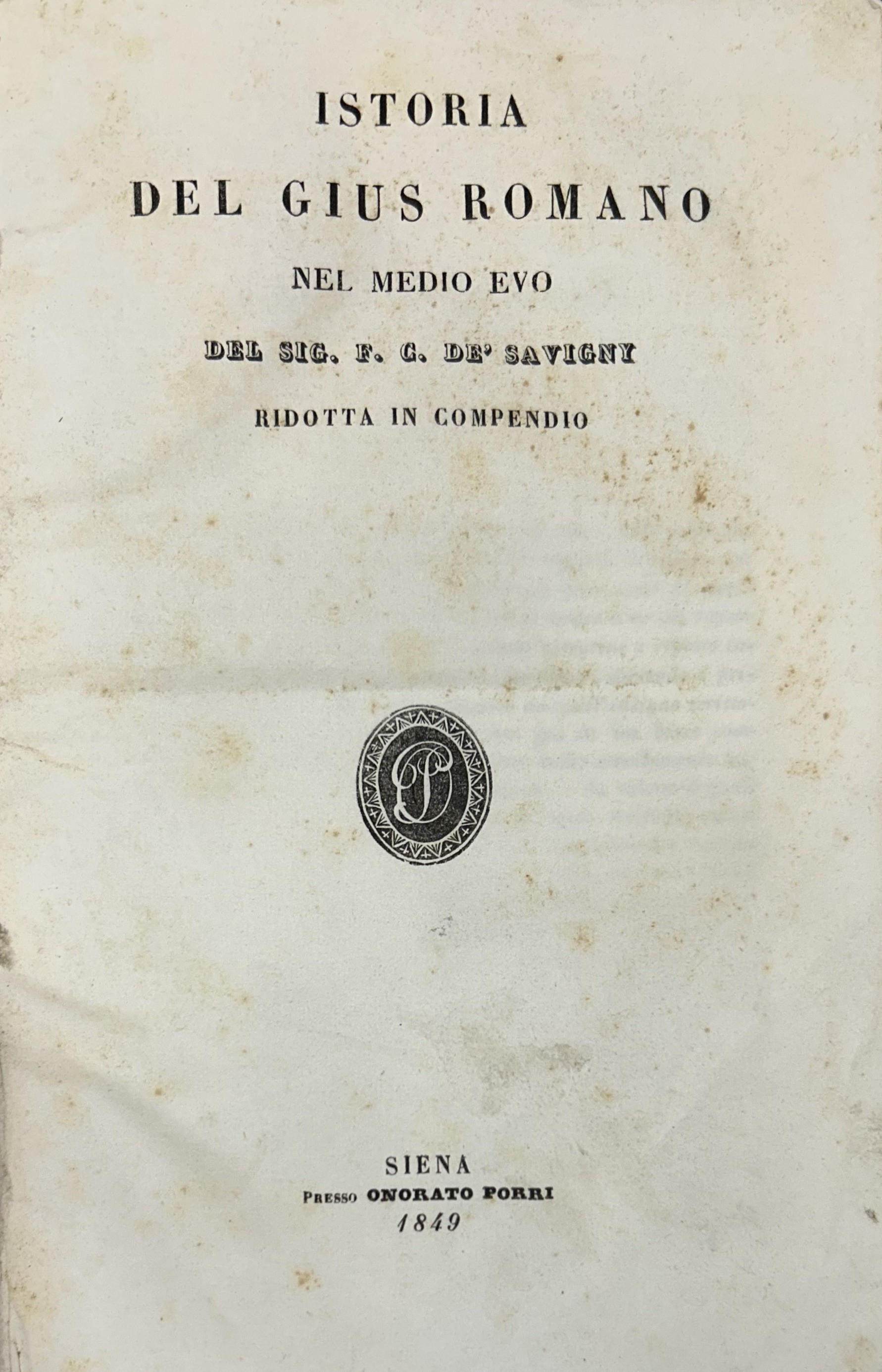 Istoria del gius romano nel Medio Evo