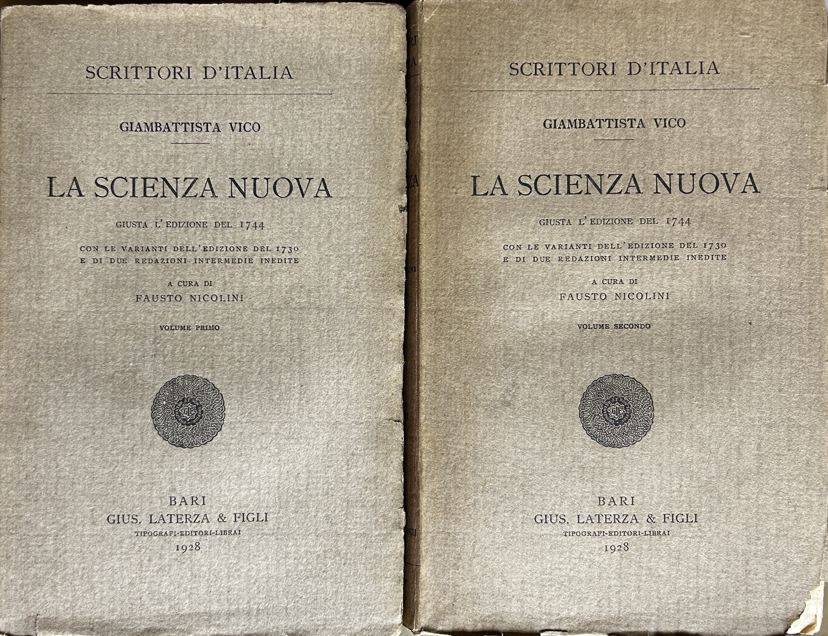 La scienza nuova giusta l'edizione del 1744